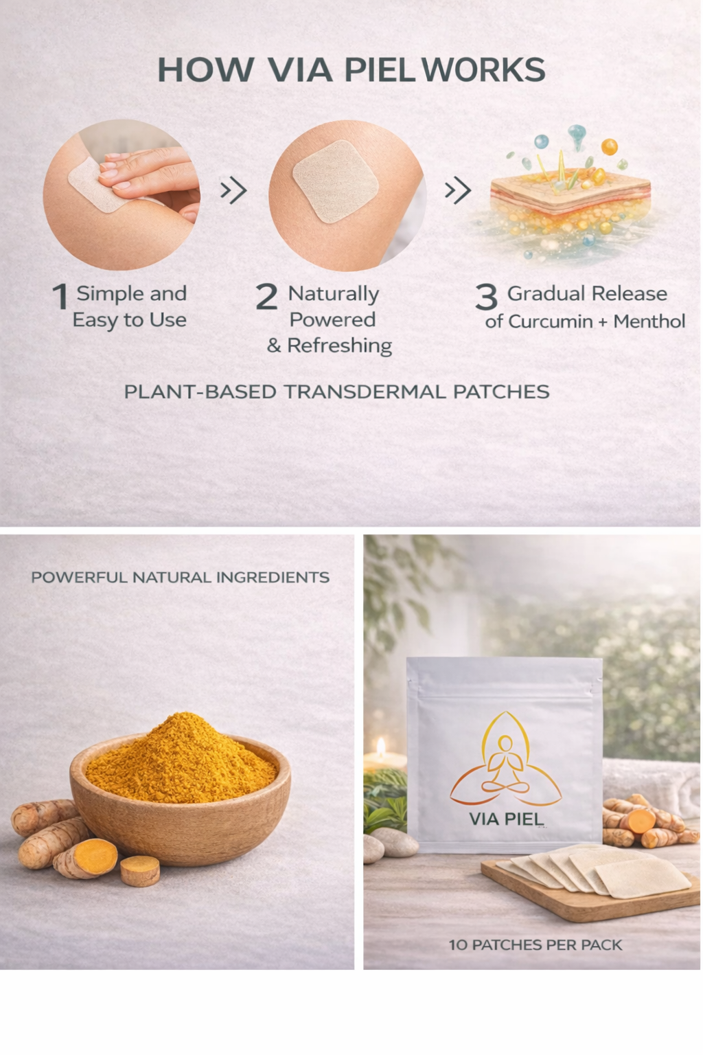 Via Piel Cool Patches 10 Pack | Nano-Curcumin